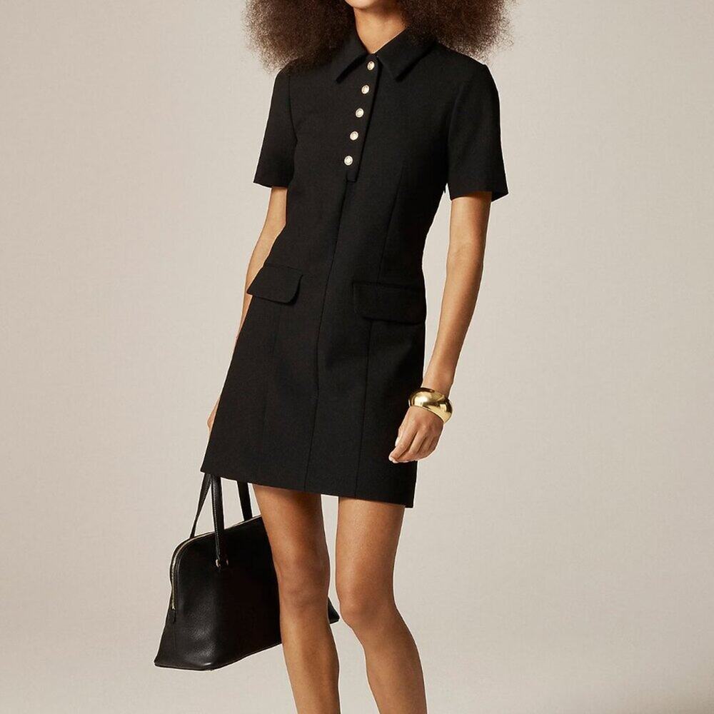 NWT J Crew Parc Dress in Four-Season Stretch Black 10 Tall
